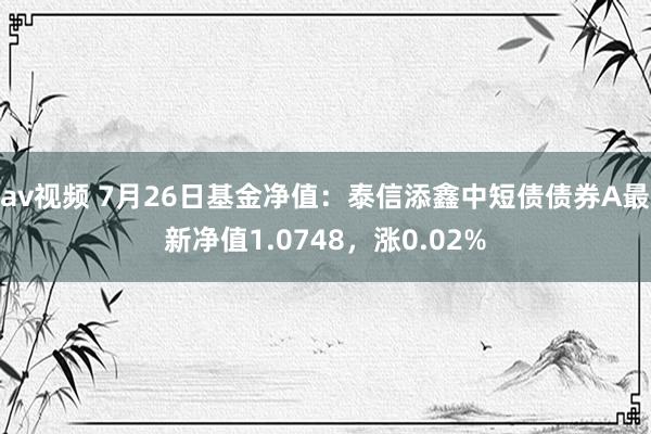 av视频 7月26日基金净值：泰信添鑫中短债债券A最新净值1.0748，涨0.02%