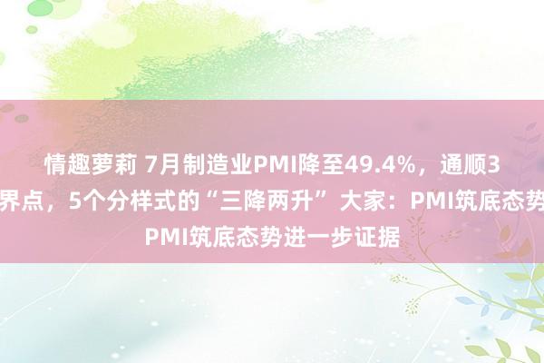 情趣萝莉 7月制造业PMI降至49.4%，通顺3个月低于临界点，5个分样式的“三降两升” 大家：PMI筑底态势进一步证据