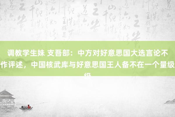 调教学生妹 支吾部：中方对好意思国大选言论不作评述，中国核武库与好意思国王人备不在一个量级