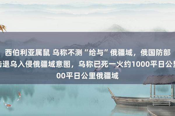 西伯利亚属鼠 乌称不测“给与”俄疆域，俄国防部称接续击退乌入侵俄疆域意图，乌称已死一火约1000平日公里俄疆域