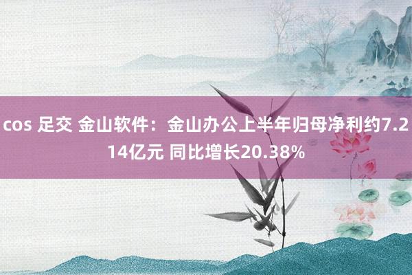 cos 足交 金山软件：金山办公上半年归母净利约7.214亿元 同比增长20.38%